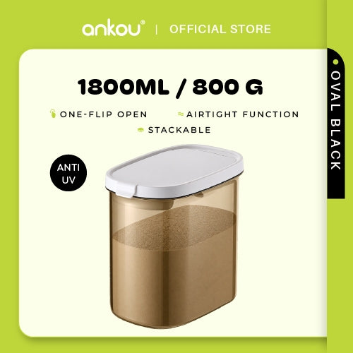ANKOU Oval Milk Powder Container with Magnetic Scoop - 1800ml