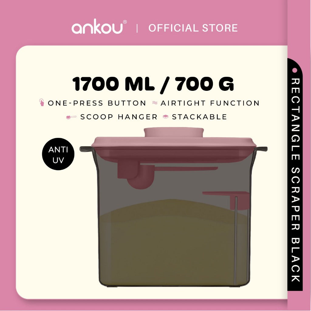 ANKOU Airtight Milk Powder Container With Scraper - Rectangle Scraper (1700ml)