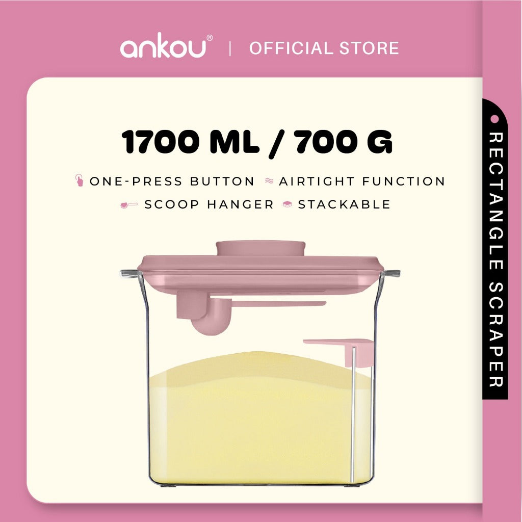 ANKOU Airtight Milk Powder Container With Scraper - Rectangle Scraper (1700ml)